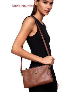 STONE MOUNTAIN Accessories Brown Crossbody Leather Shoulder Bag